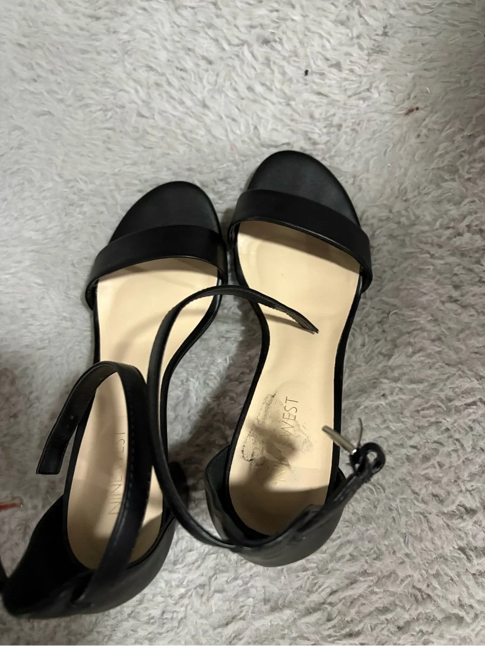 Nine West Black Strappy Block Heel Sandals
